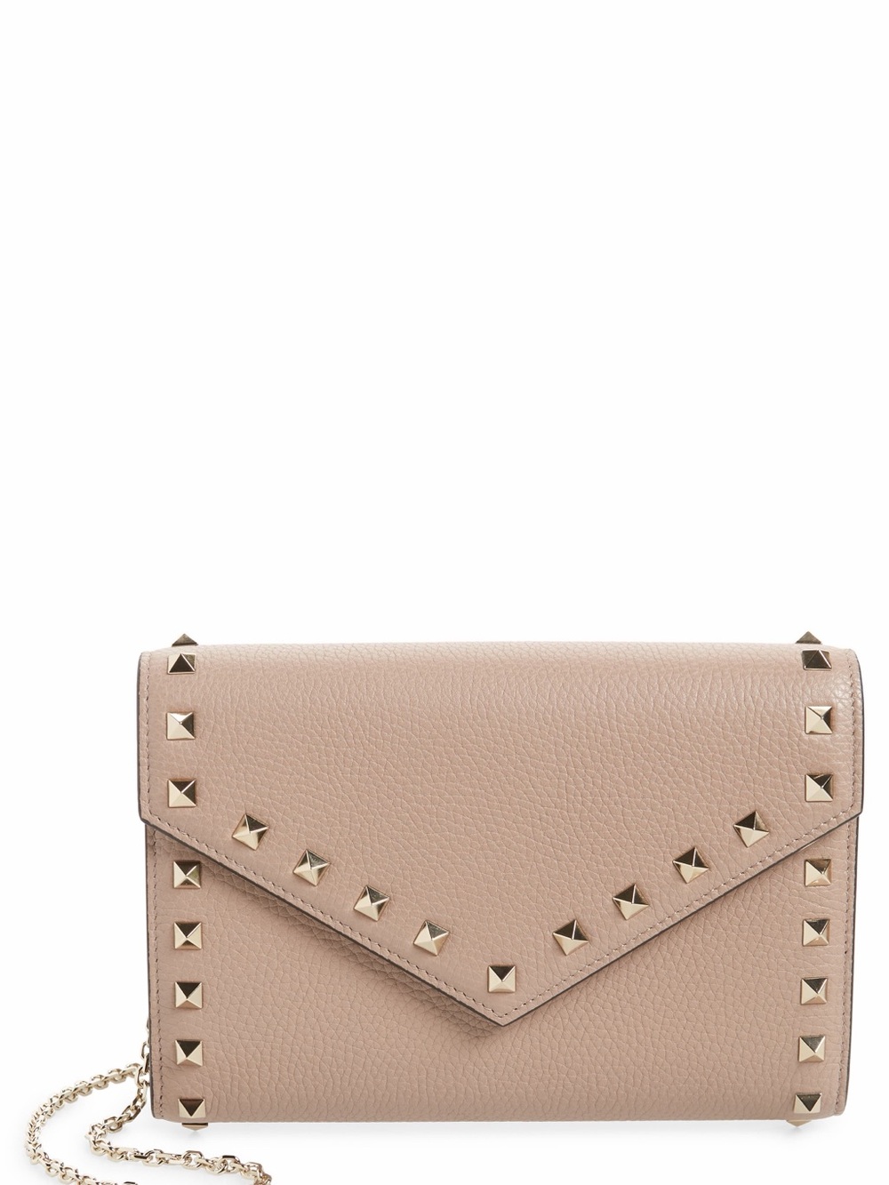 AUTHENTIC VALENTINO GARAVANI
Rockstud Leather Envelope Wallet On A Chain
Beige